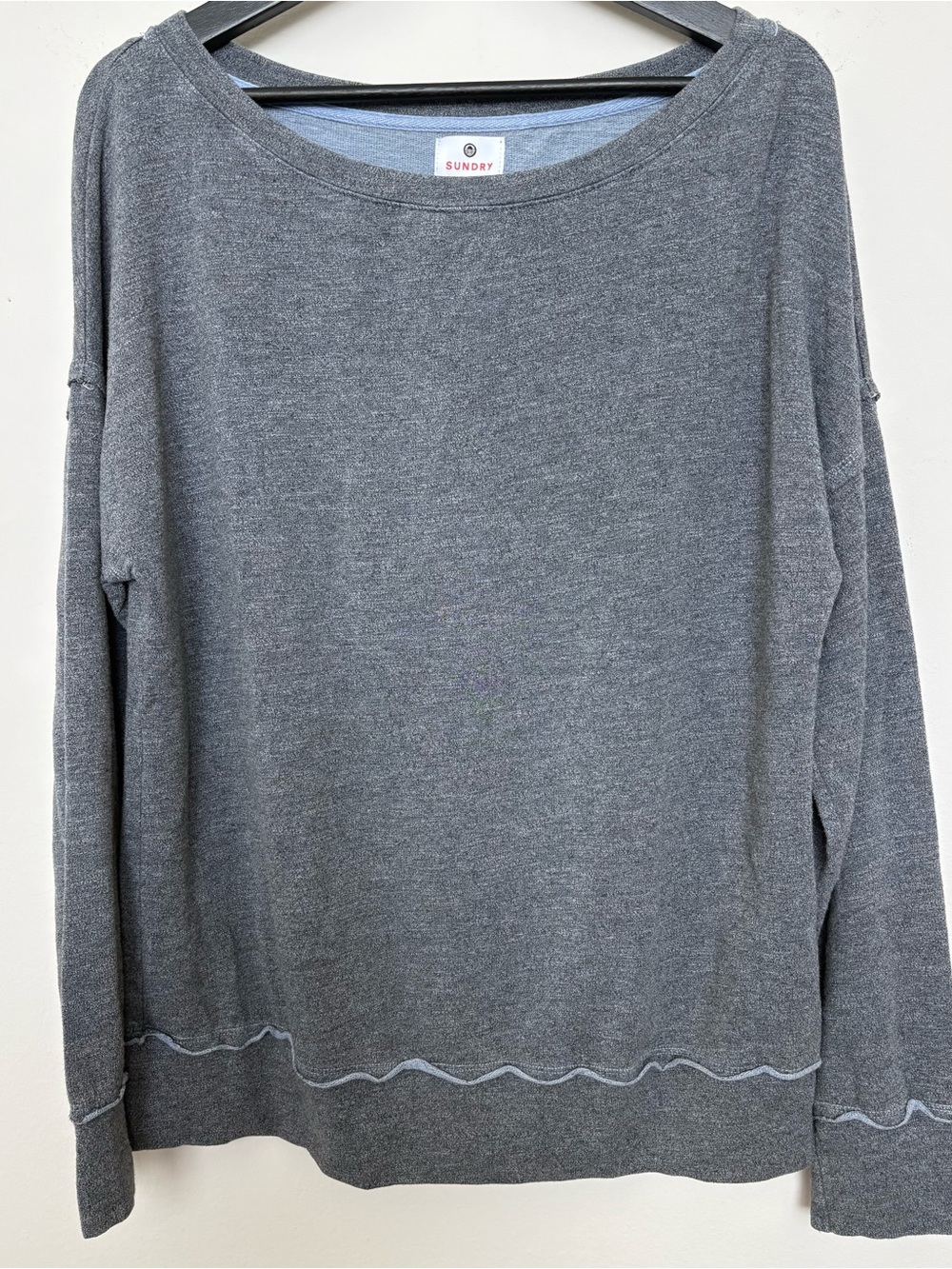 Sundry Women’s Heather Grey Boatneck Long Sleeve Shirt Size S Sku #118